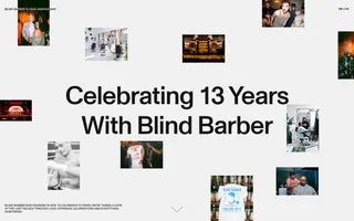 Blind Barber anniversary homepage website preview