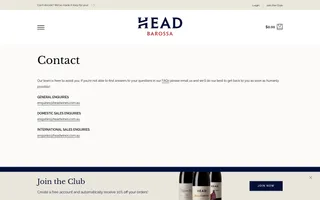 Head Wines homepage website preview