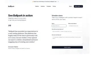 Ballpark homepage website preview