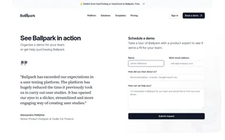 Ballpark homepage website preview