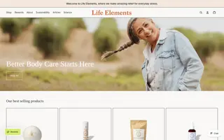 Life Elements homepage website preview
