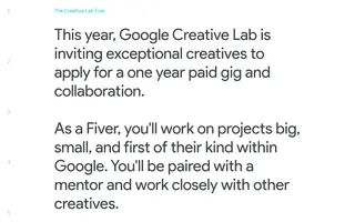 Google Creative Lab Five homepage website preview