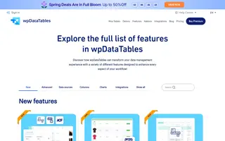 wpDataTables homepage website preview