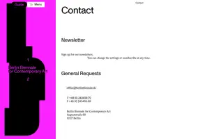 12th Berlin Biennale for Contemporary Art homepage website preview