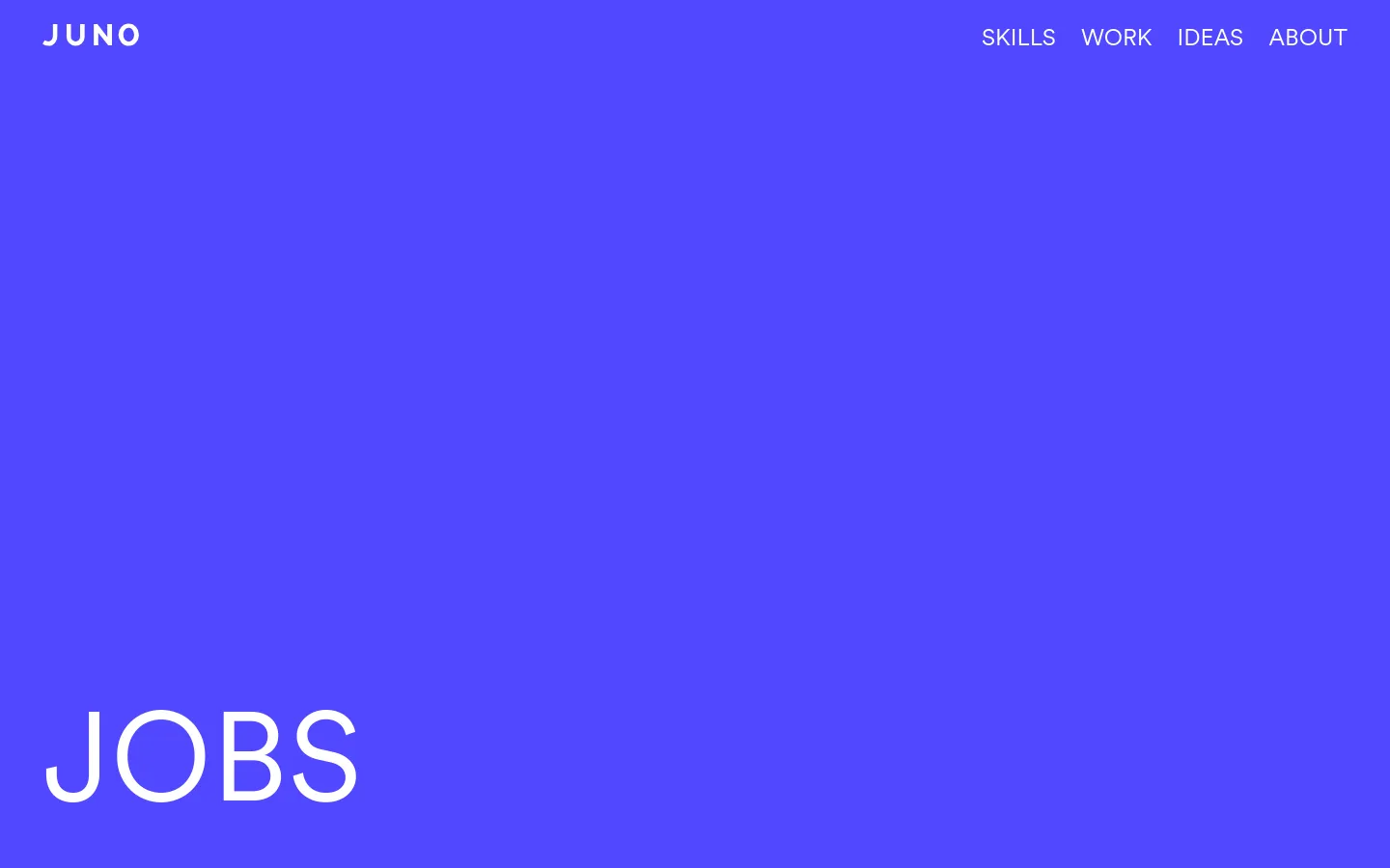 The desktop page features a large, vibrant blue hero section with the word 'JOBS' in large white serif typography. Below the hero, a clean white section contains the headline 'SCHÖNER MIT DIR' followed by a paragraph of text, a job listing for 'DESIGN PRAKTIKANT*IN' starting in Spring 2027 with an arrow icon, and contact information for Katharina Braun.