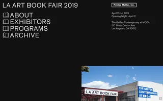 LA Art Book Fair homepage website preview