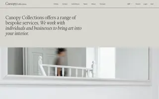 Canopy Collections homepage website preview