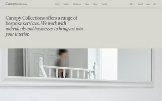 Canopy Collections homepage website preview
