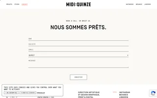 Midi:Quinze homepage website preview