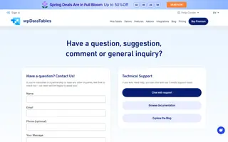 wpDataTables homepage website preview