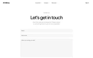 Mimo homepage website preview