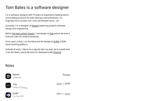 Tom Bates homepage website preview