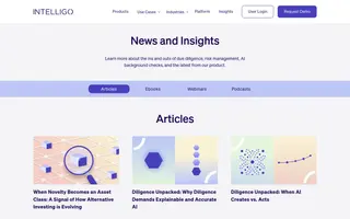 Intelligo homepage website preview