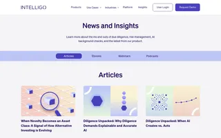 Intelligo homepage website preview