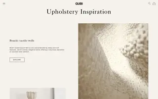 GUBI Upholstery homepage website preview