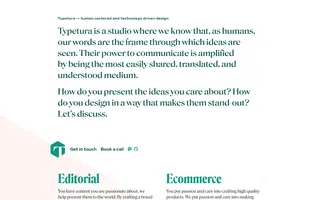 Typetura homepage website preview