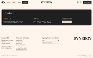 Synergy Art homepage website preview