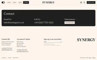 Synergy Art homepage website preview