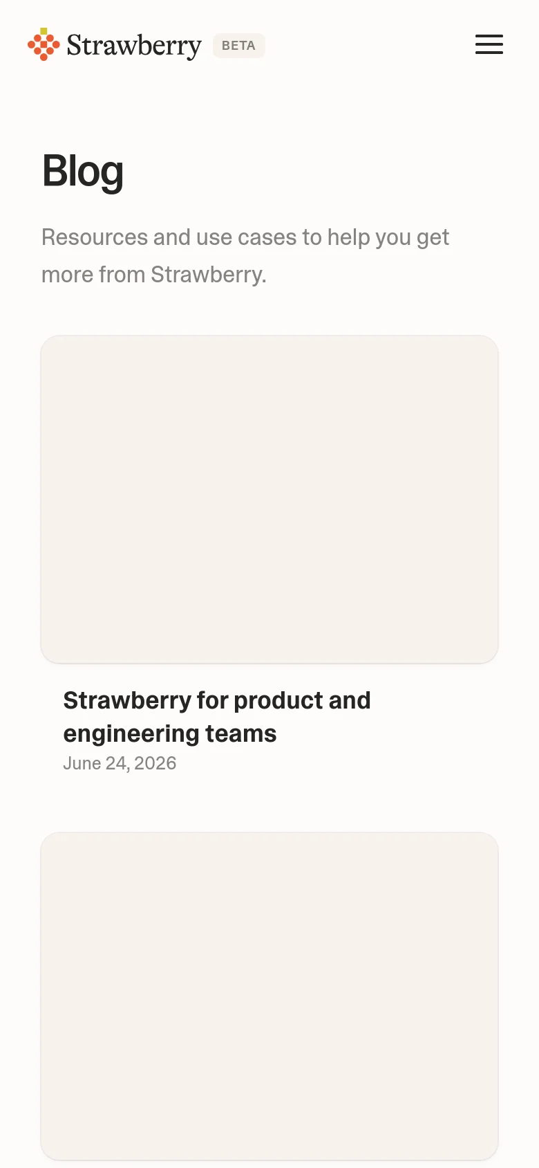 Strawberry Blog / Article mobile website screenshot