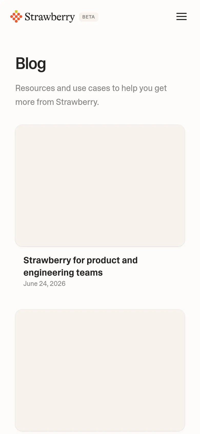 Strawberry Blog / Article mobile website screenshot