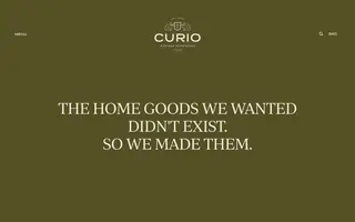 Curio homepage website preview