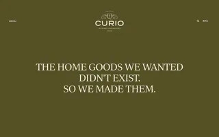 Curio homepage website preview