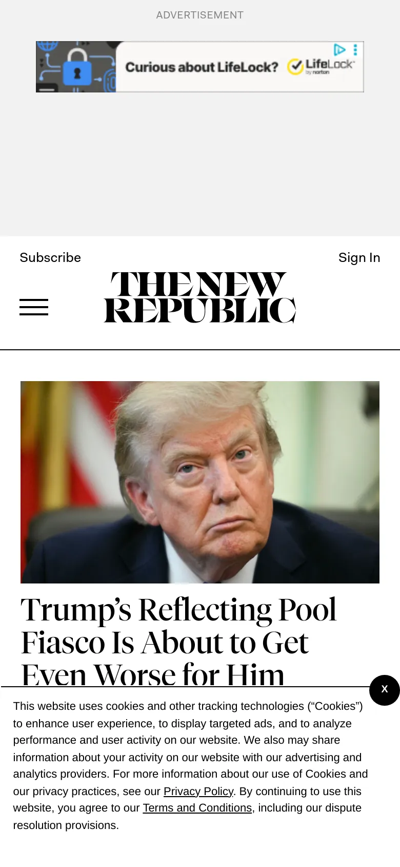 The New Republic Home / Landing mobile website screenshot