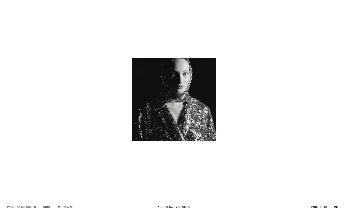 Anoushka Evdokimov Home / Landing desktop website screenshot
