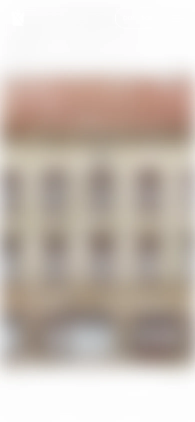 The mobile version presents a vertically stacked layout optimized for scrolling, with the hero image slider appearing at the top. The product categories for Kitchen, Bath, and Dressing Room are displayed as large, full-width image blocks, and the navigation is condensed into a simplified mobile menu.