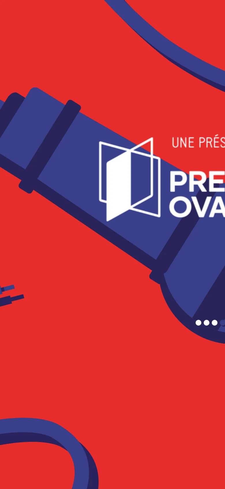 The mobile version presents a simplified, vertically oriented view of the red and blue musical theme. The layout focuses on large-scale graphics of a microphone and cables, with the text and navigation elements condensed to fit a narrow screen, emphasizing the brand imagery and key event details.