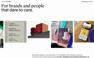 Tinge Studio homepage website preview