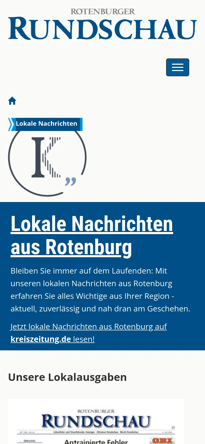 Rotenburger Rundschau homepage mobile website screenshot