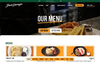Joe's Garage homepage website preview
