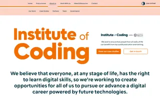 Institute of Coding homepage website preview