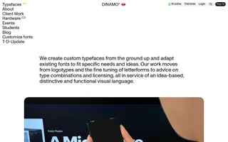 Dinamo Typefaces homepage website preview
