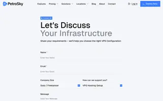 PetroSky homepage website preview