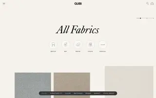 GUBI Upholstery homepage website preview