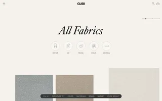 GUBI Upholstery homepage website preview