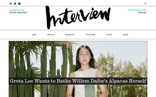 Interview Magazine homepage website preview