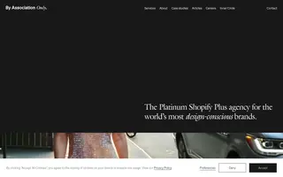 By Association Only homepage website preview