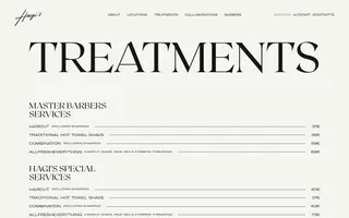 Hagi's Barber Shop homepage website preview