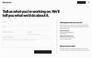Needmore homepage website preview