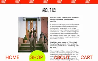 YUNS homepage website preview