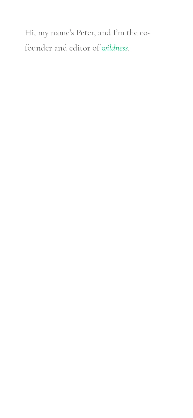 The mobile view maintains the minimalist design with a white background and black serif text. The introductory sentence is centered and wraps onto two lines to fit the narrow screen width.