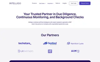 Intelligo homepage website preview