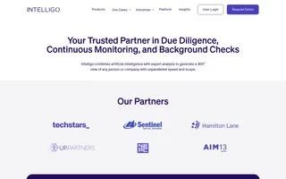 Intelligo homepage website preview