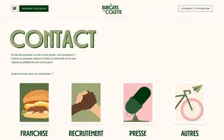 Les Burgers de Colette homepage website preview