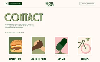 Les Burgers de Colette homepage website preview