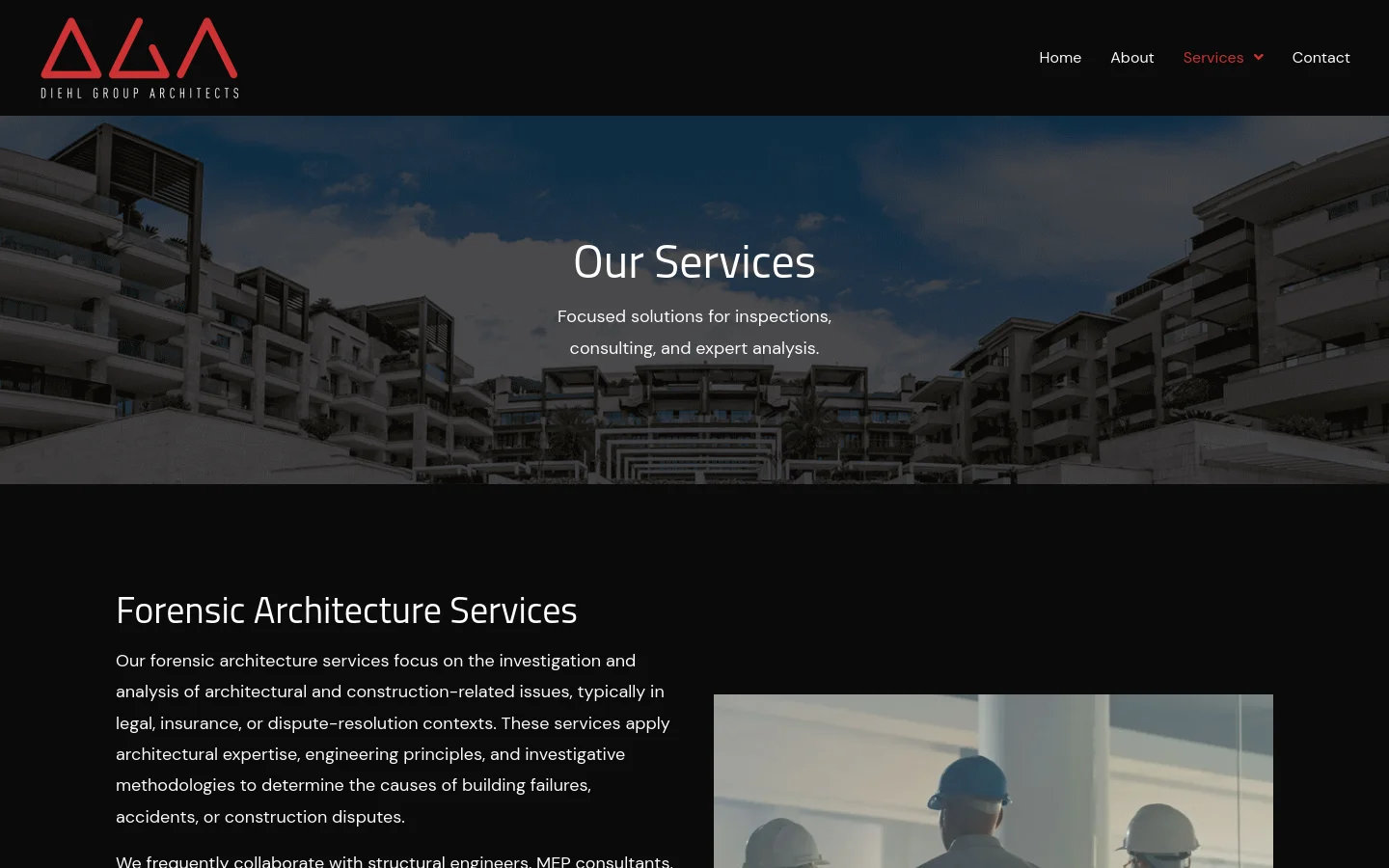 Diehl Group Architects Services desktop website screenshot
