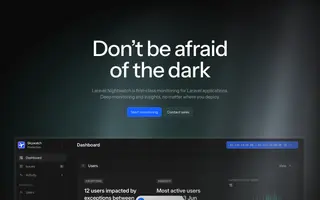 Laravel Nightwatch homepage website preview